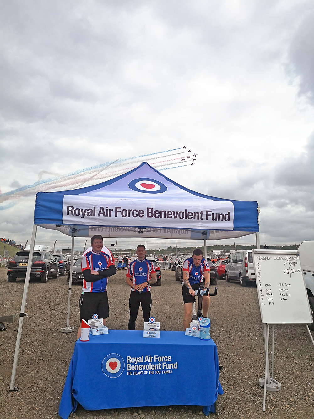 Members of the Tactical Medical Wing Logistics Supply take part in a Spinathon at Silverstone