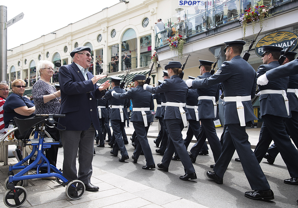 The parade passes through Fleet Walk in Torquay