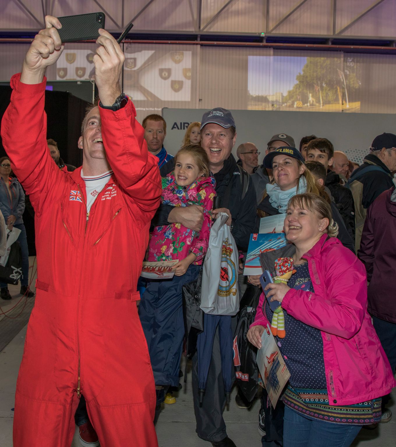 Flt Lt Bowden meeting fans at Duxford in 2018