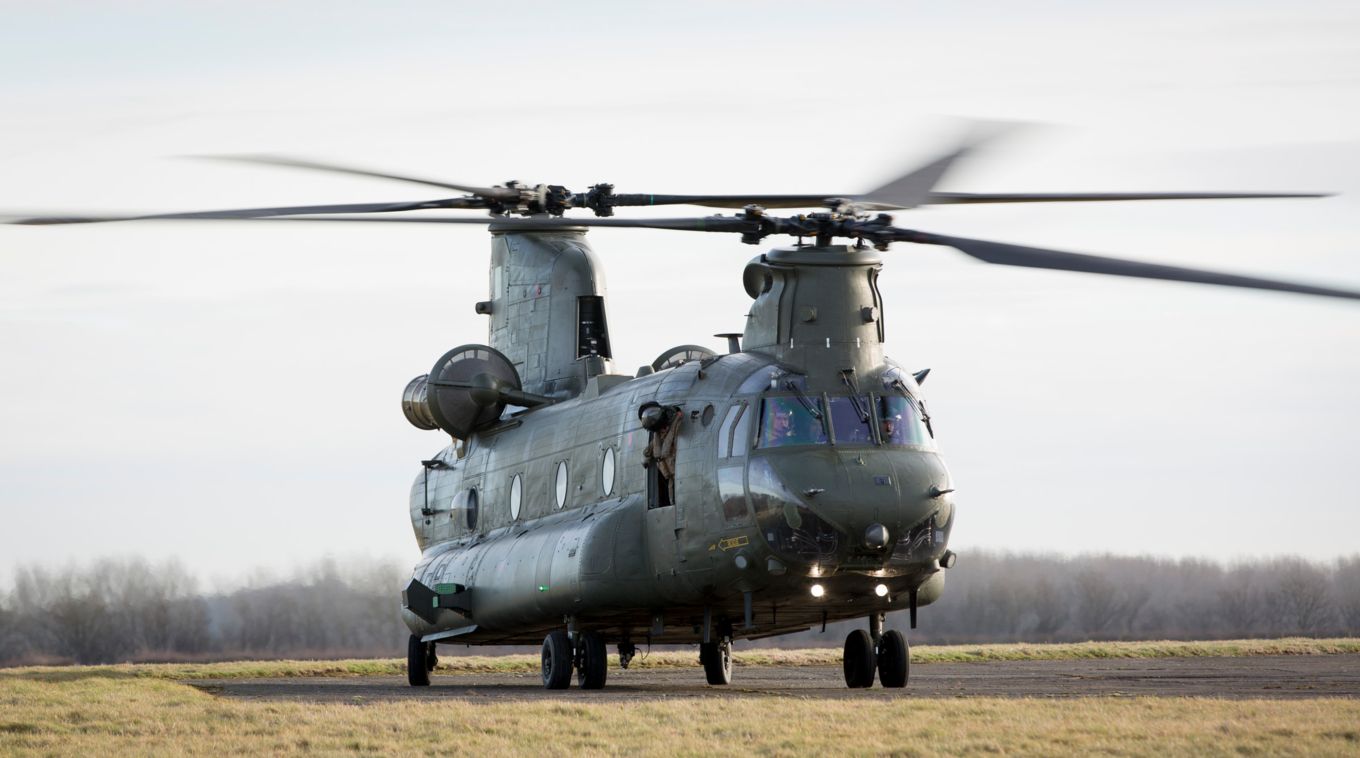 A Chinook at RAF Wittering in February 2018