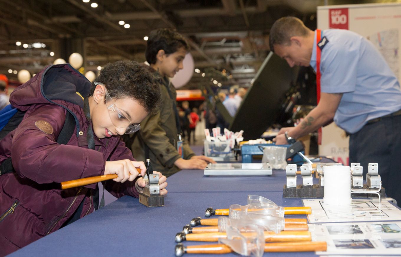 Young people at the Big Bang Fair given some hands-on experience of engineering. 