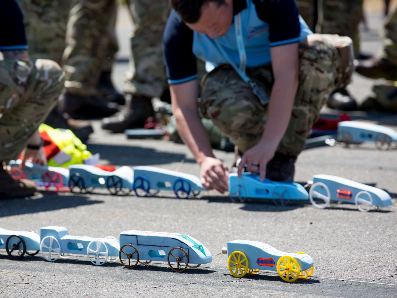 The rocket cars at the Race for the Line national finals.