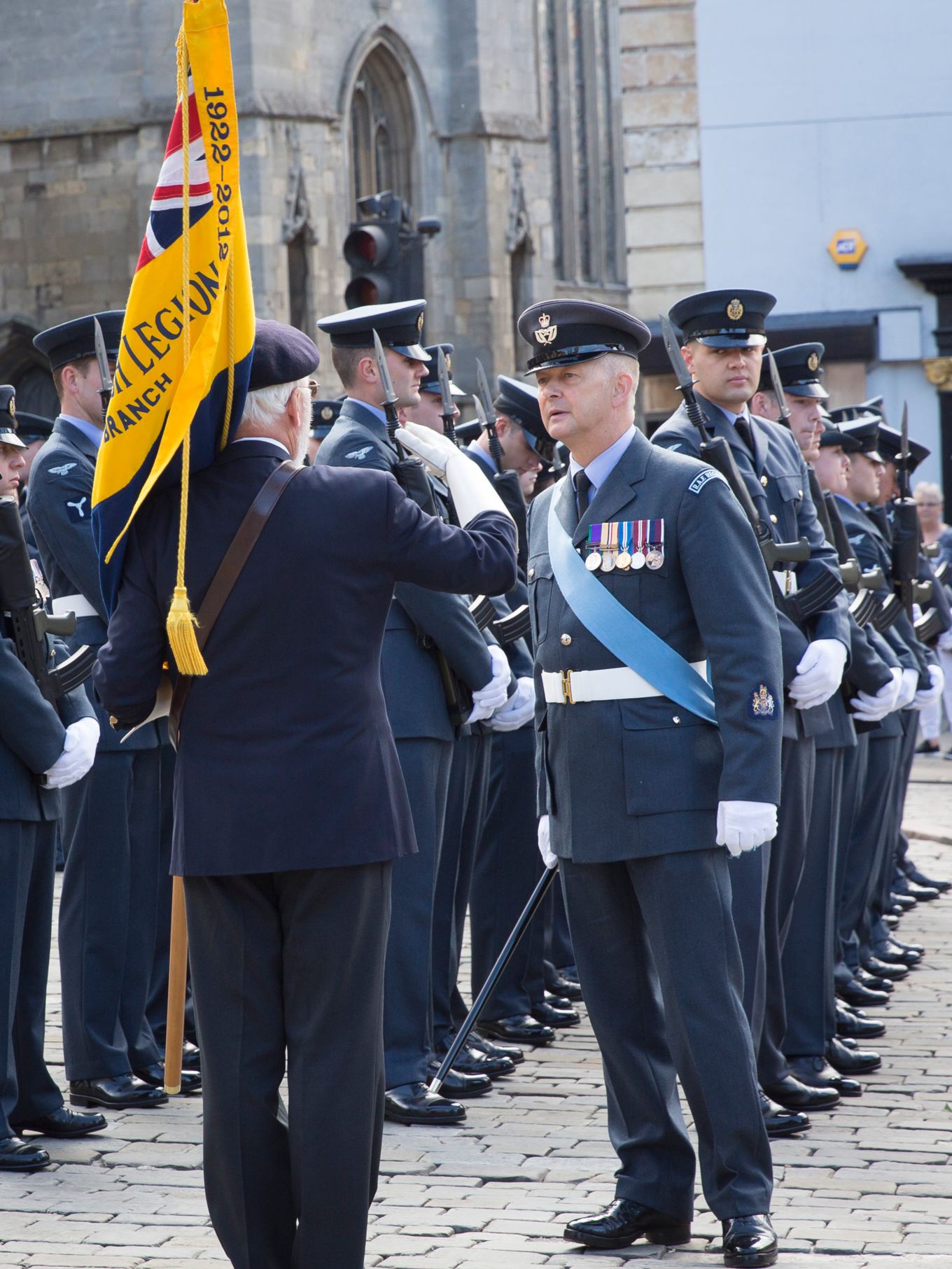 Warrant Officer Nigel Gurney in conversation with the Royal British Legion