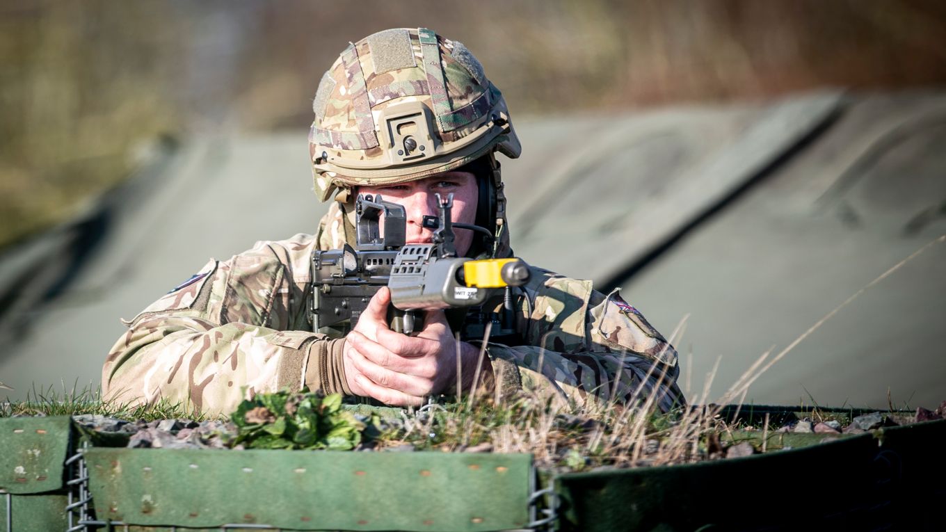A member of 3MCS on guard duty during the exercise