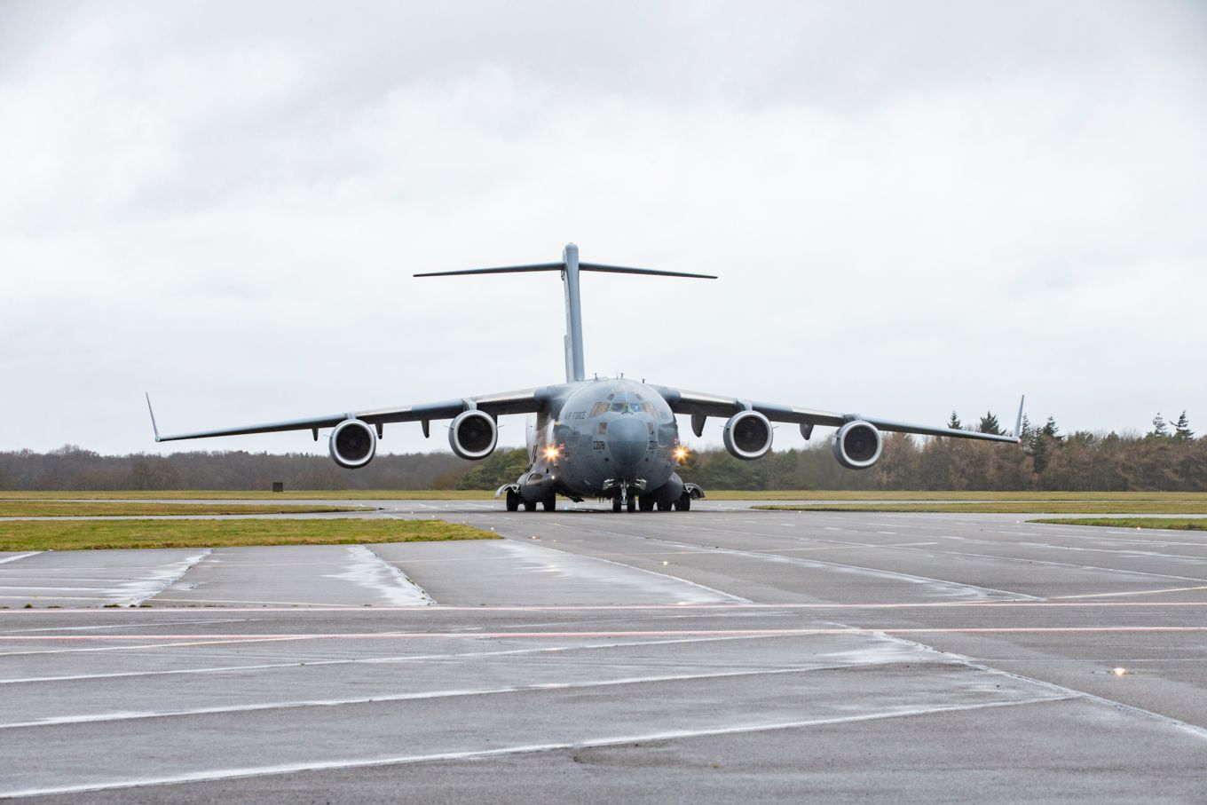 A C-17 aircraft at RAF Wittering in March 2019.