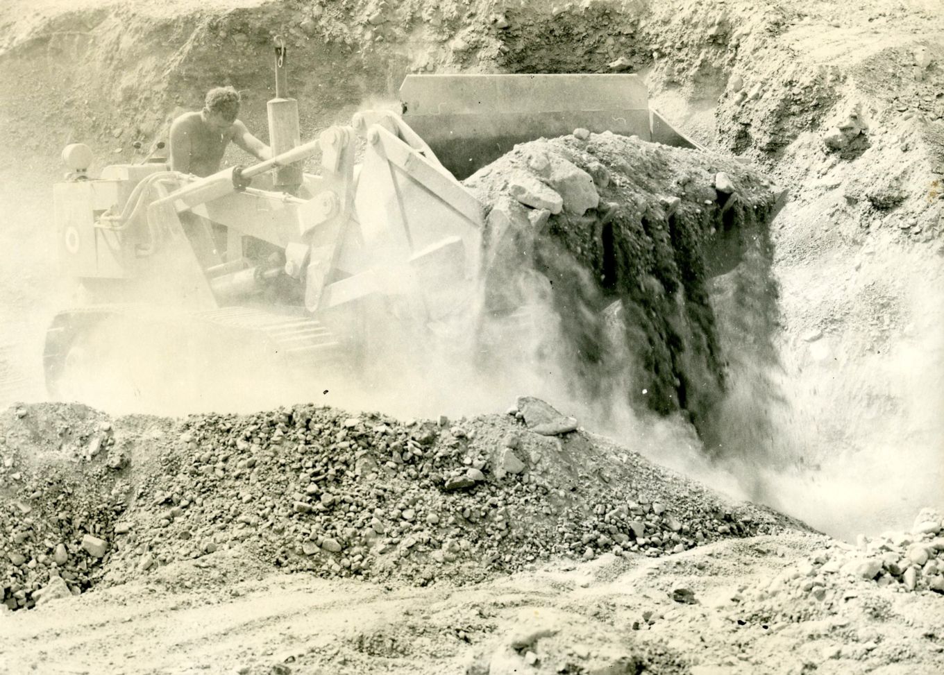 Historical image showing the Airfield Construction Branch in action in the Middle East during the 1960’s