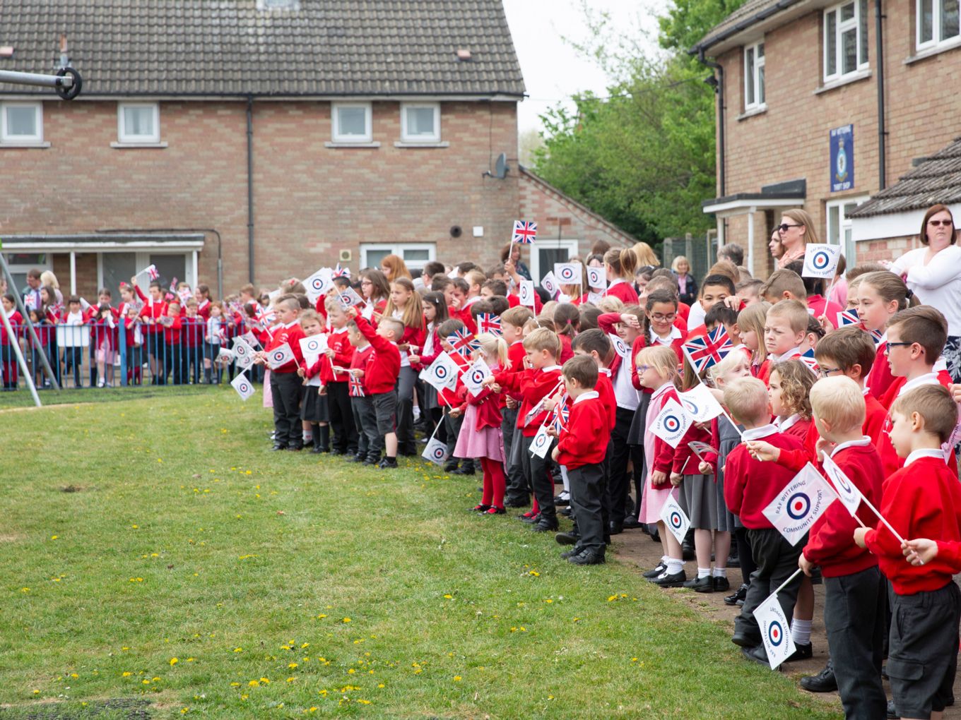 Children from Wittering Primary School waiting for HRH The Countess of Wessex.