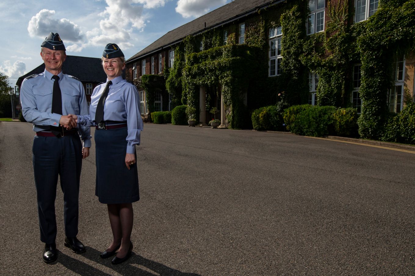 From left to right: Group Captain Tony Keeling hands over to Group Captain Jo Lincoln