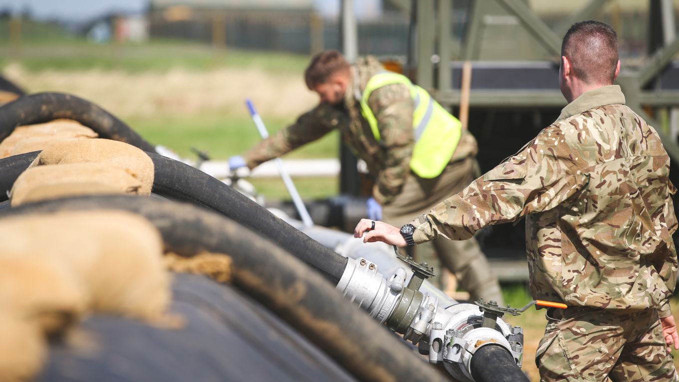The Fuels Support Team from 1 (EL) Sqn working on the PBFI.
