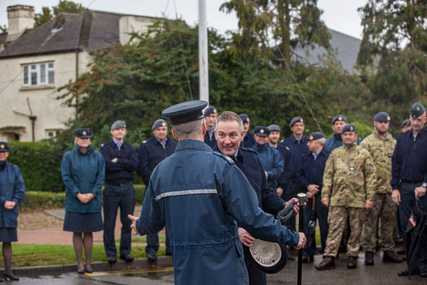 Warrant Officer Si Bervoets with Station Warrant Officer Hywel Greening.