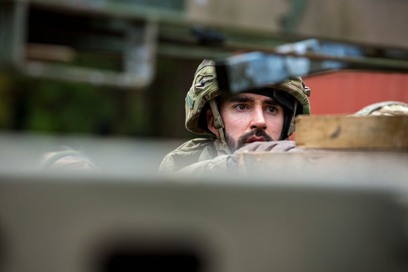 A member of 2MT Squadron prepares a load for transport