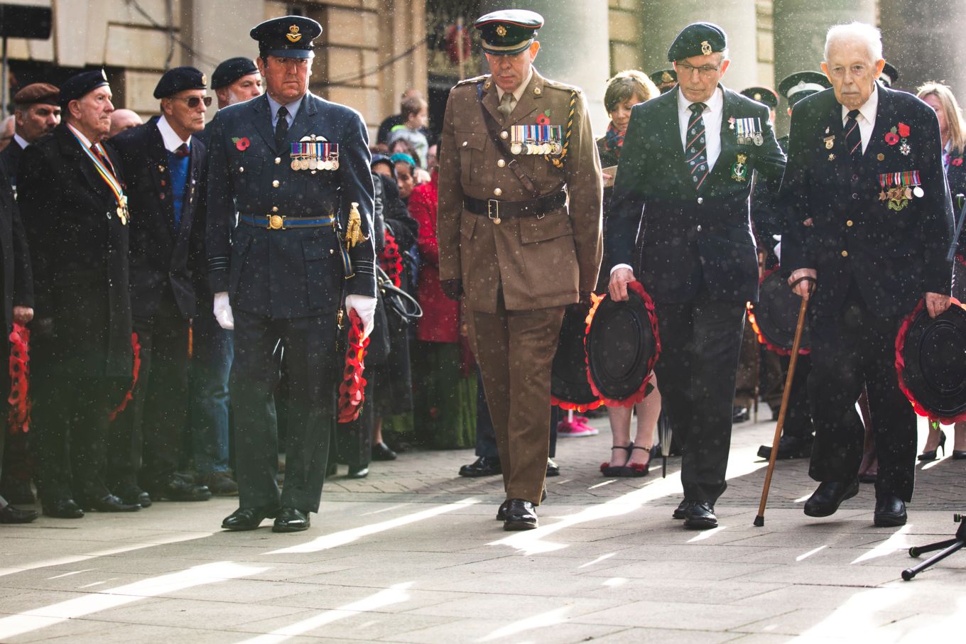Wing Commander Nick Maxey (far left) was the official RAF representative at the commemorations in Peterborough.
