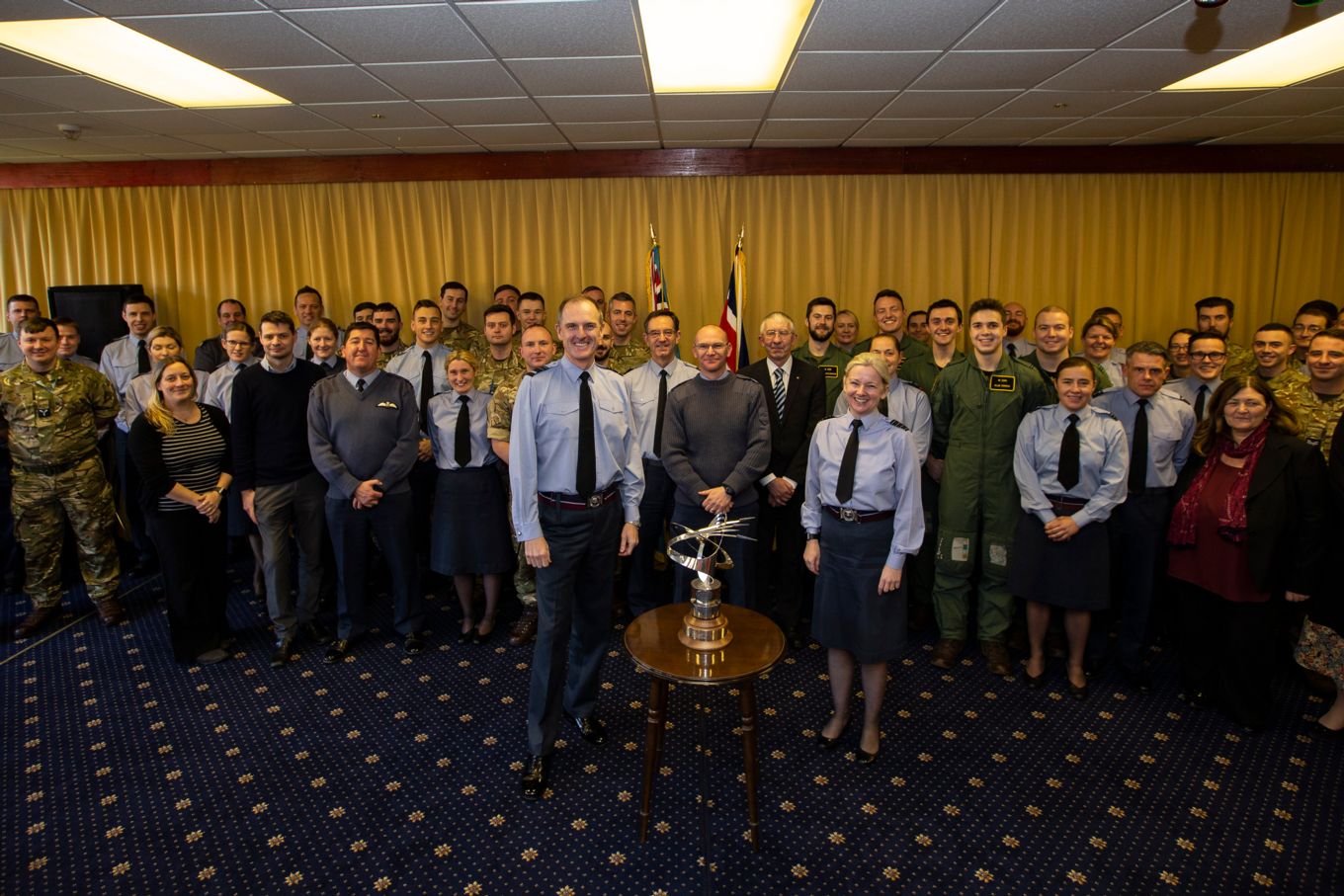 Air Marshal Mayhew with personnel from RAF Wittering.