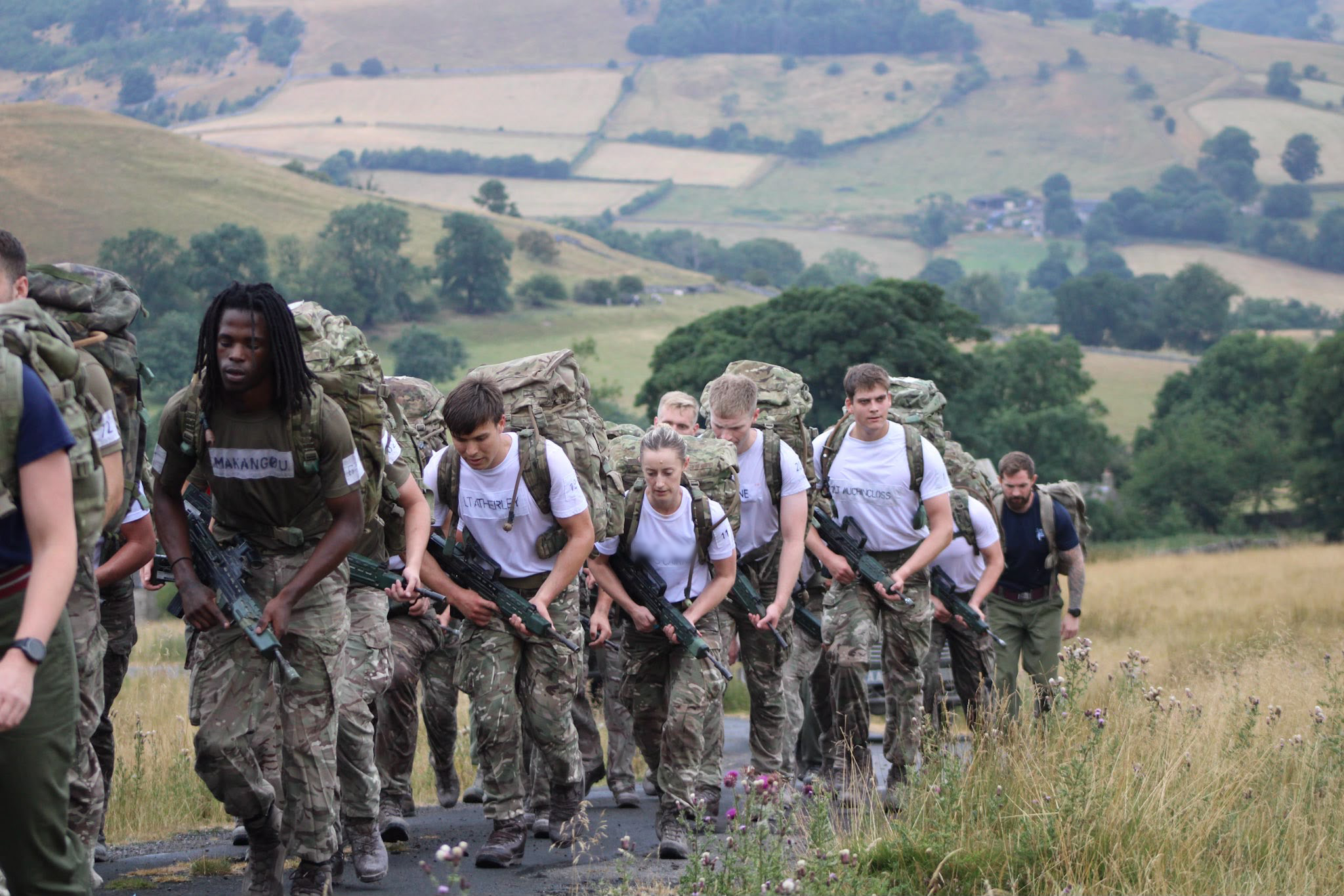 A group of service personnel including Flt Lt Alice undertaking P Company training.