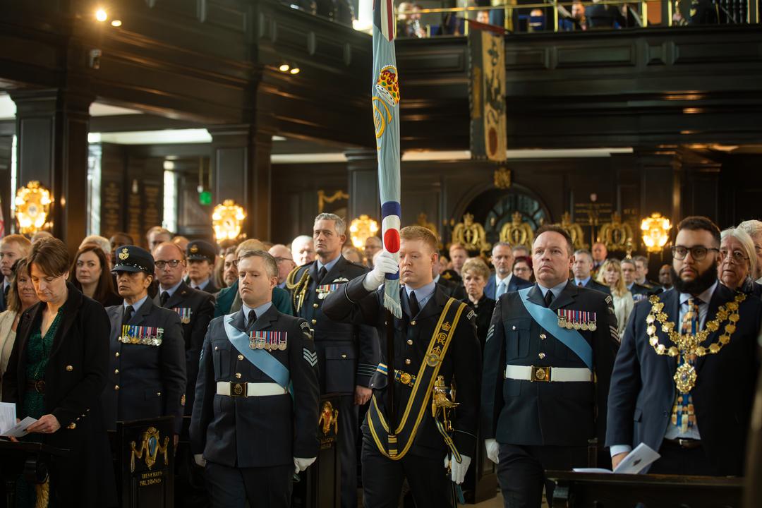 Personnel inside the church for the service