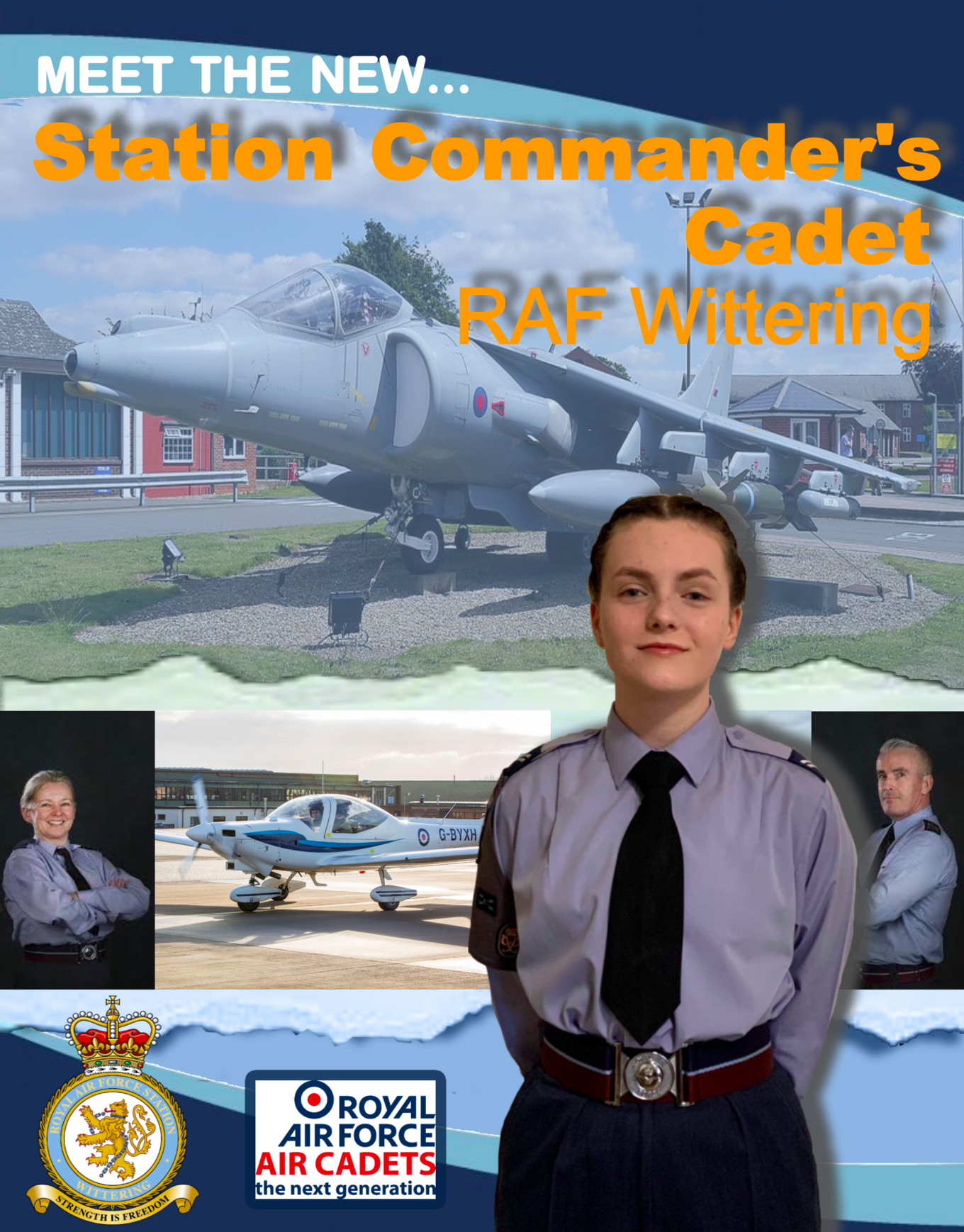 Cadet Corporal Evie Griffen’s montage, showing Gp Capt Jo Lincoln and Station Warrant Officer Hywel Greening