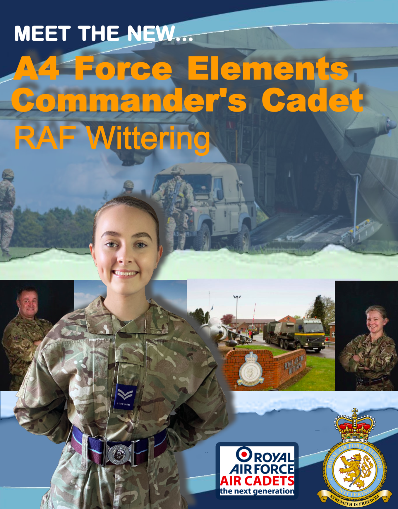 Cadet Corporal Jess Brown’s montage, showing Gp Capt Jo Lincoln and A4 Force Warrant Officer Al Little