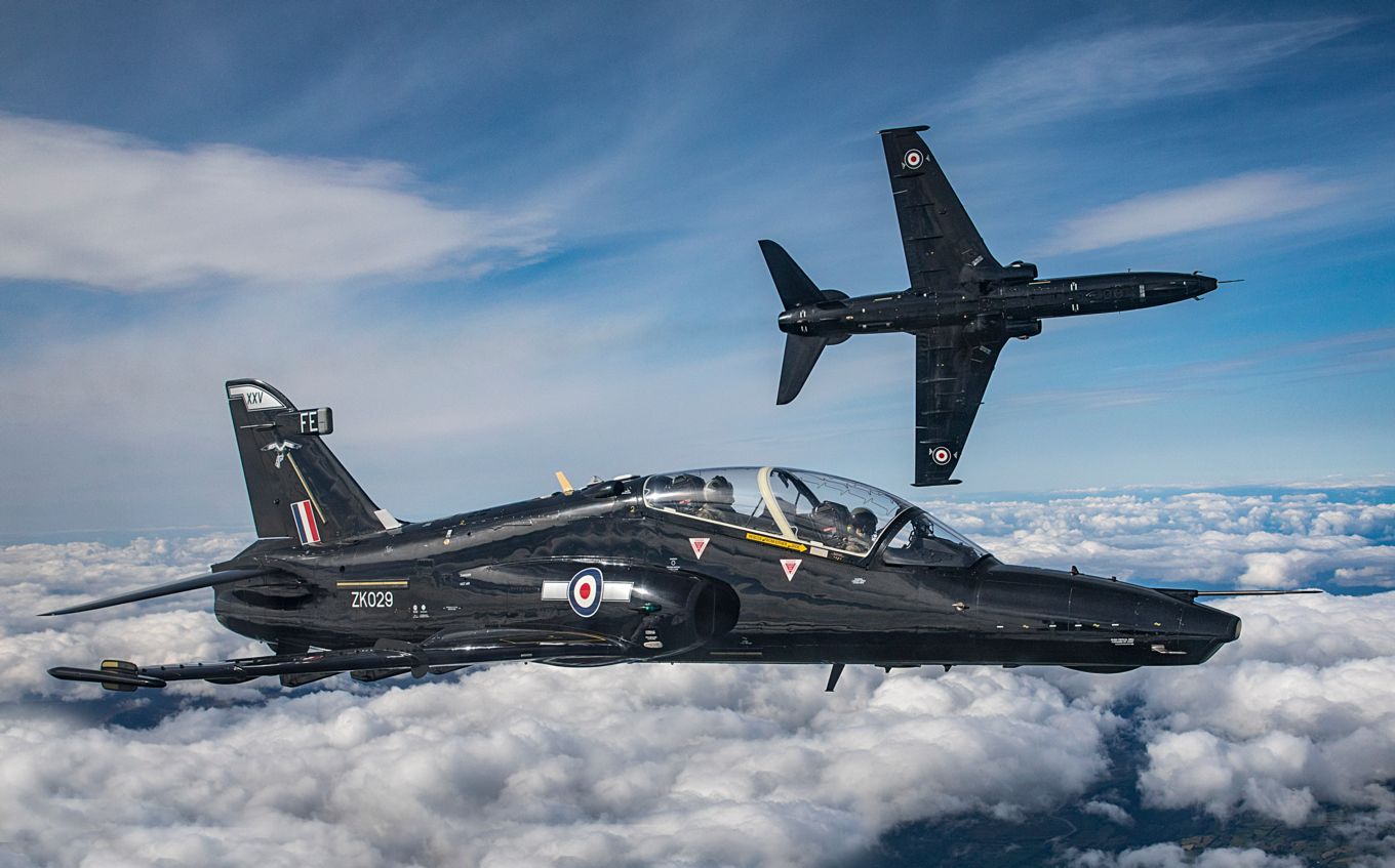 RAF Hawks flying in formation