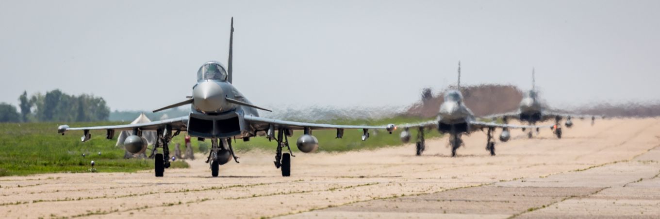 Typhoons and Eurofighter landing. 
