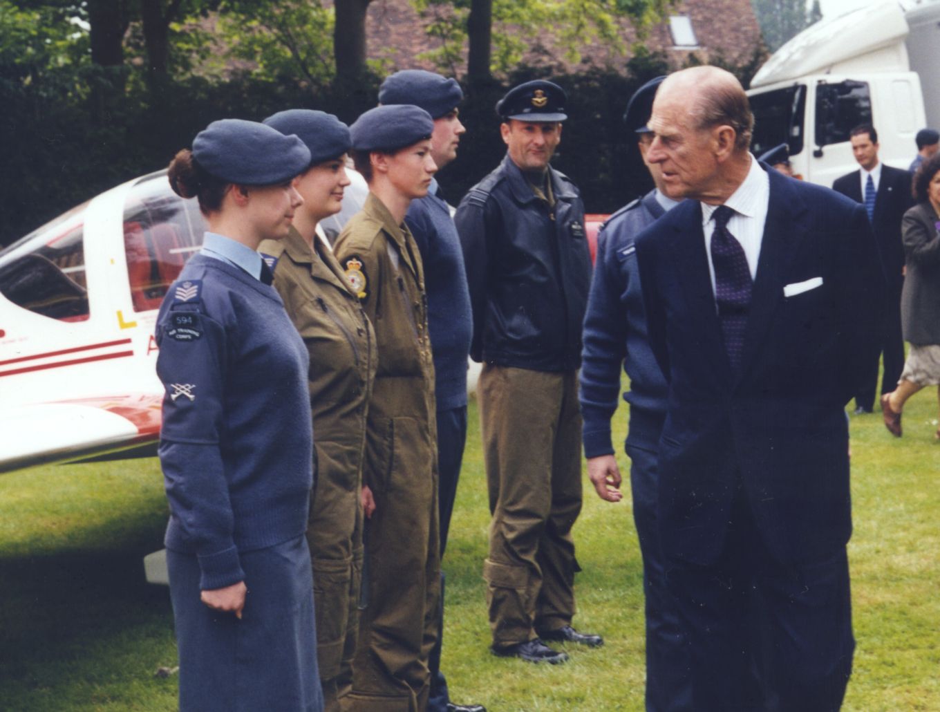 Image shows HRH The Prince Philip, Duke of Edinburgh meeting RAF Air Cadets.