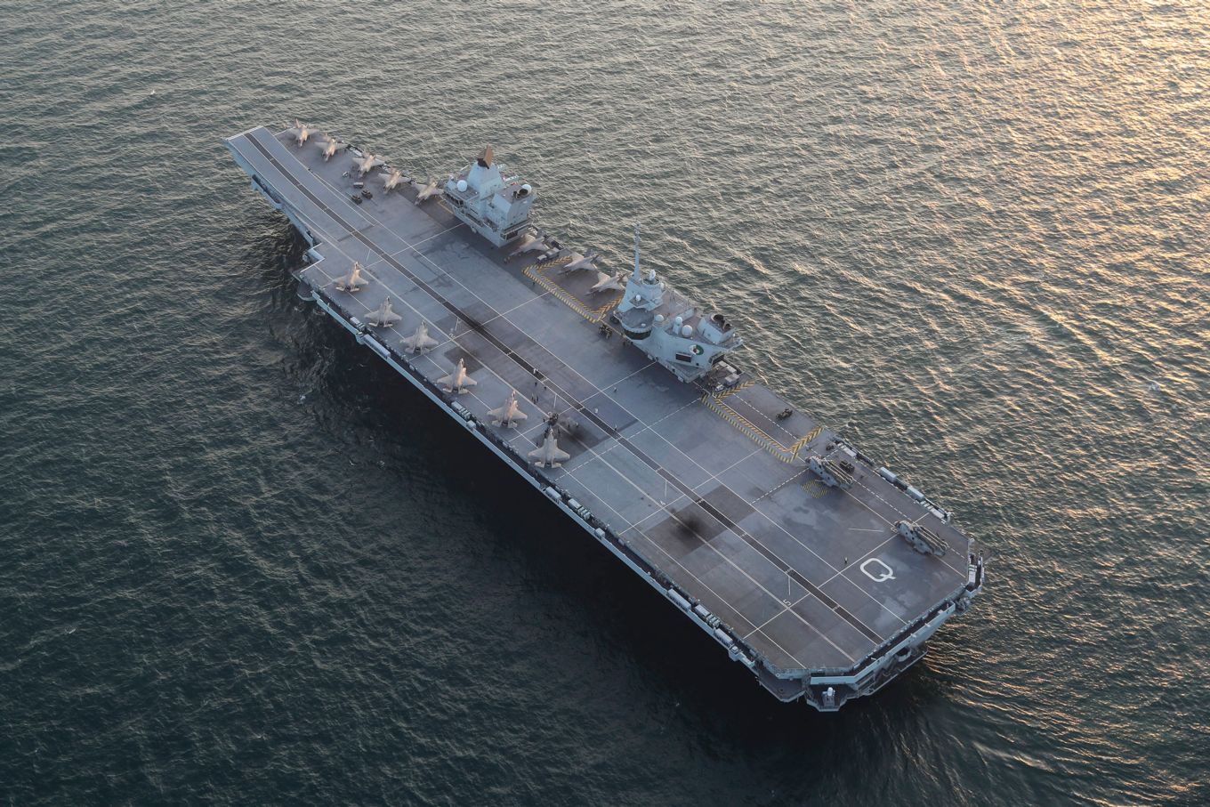 Image shows the aircraft carrier from above.