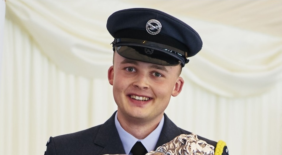 Image shows Aircraftman Alex Anderson wearing RAF Air Cadet uniform