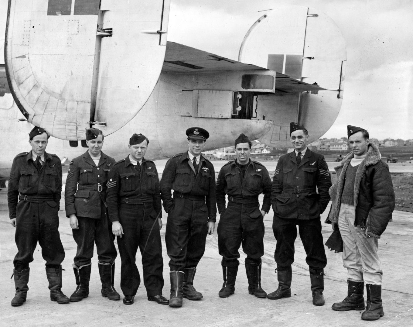 image shows a black and white photo of some of 120 Squadron from 1943.