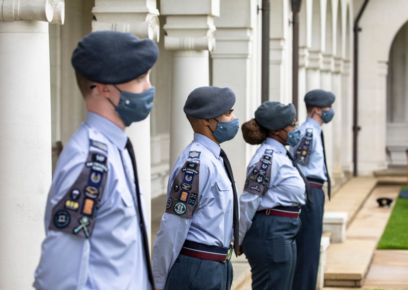 Image shows RAF Air Cadets at the Runnymede Memorial service.