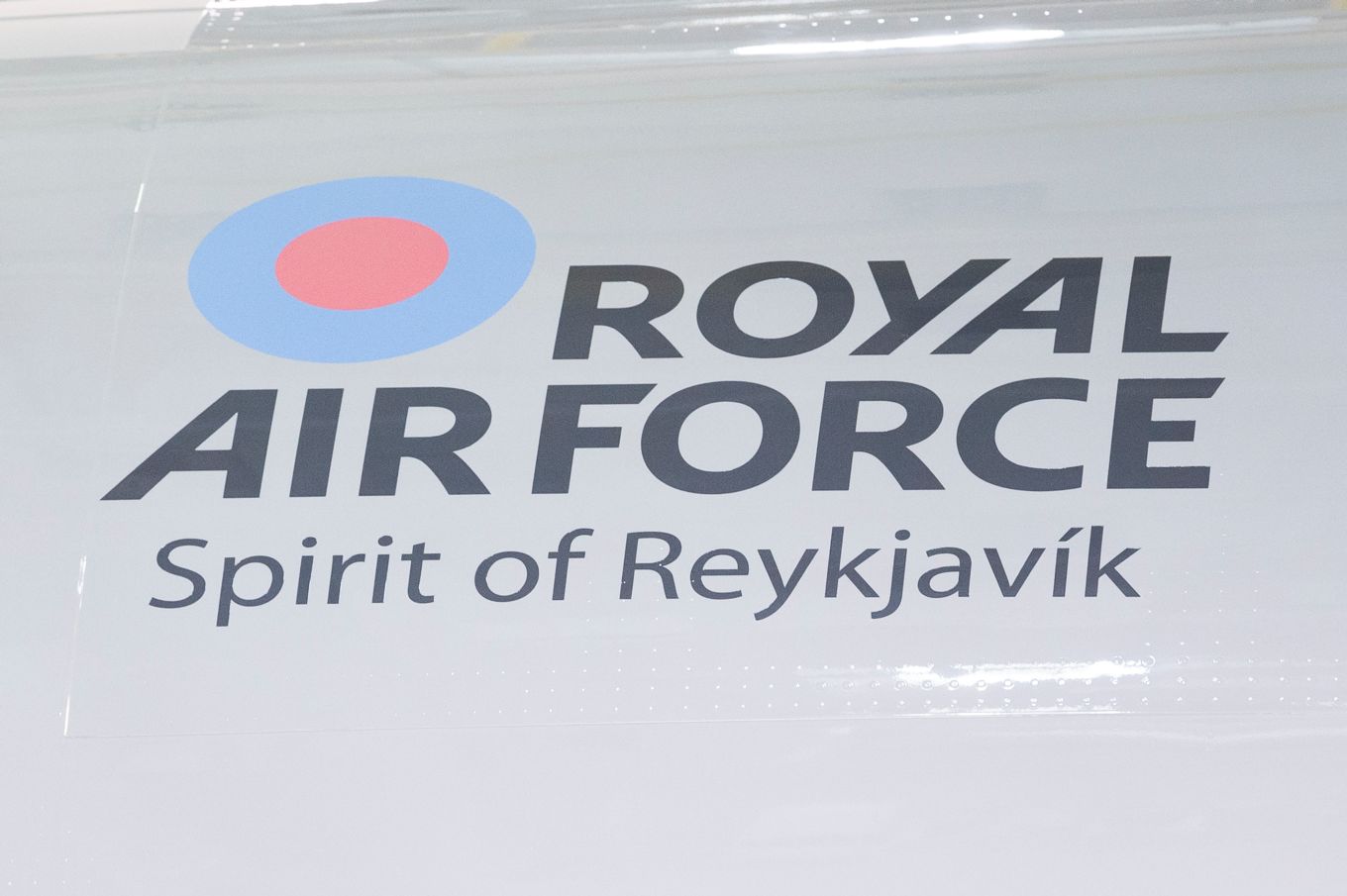 Image shows the name on the side of the aircraft - Spirit of Reykjavik.