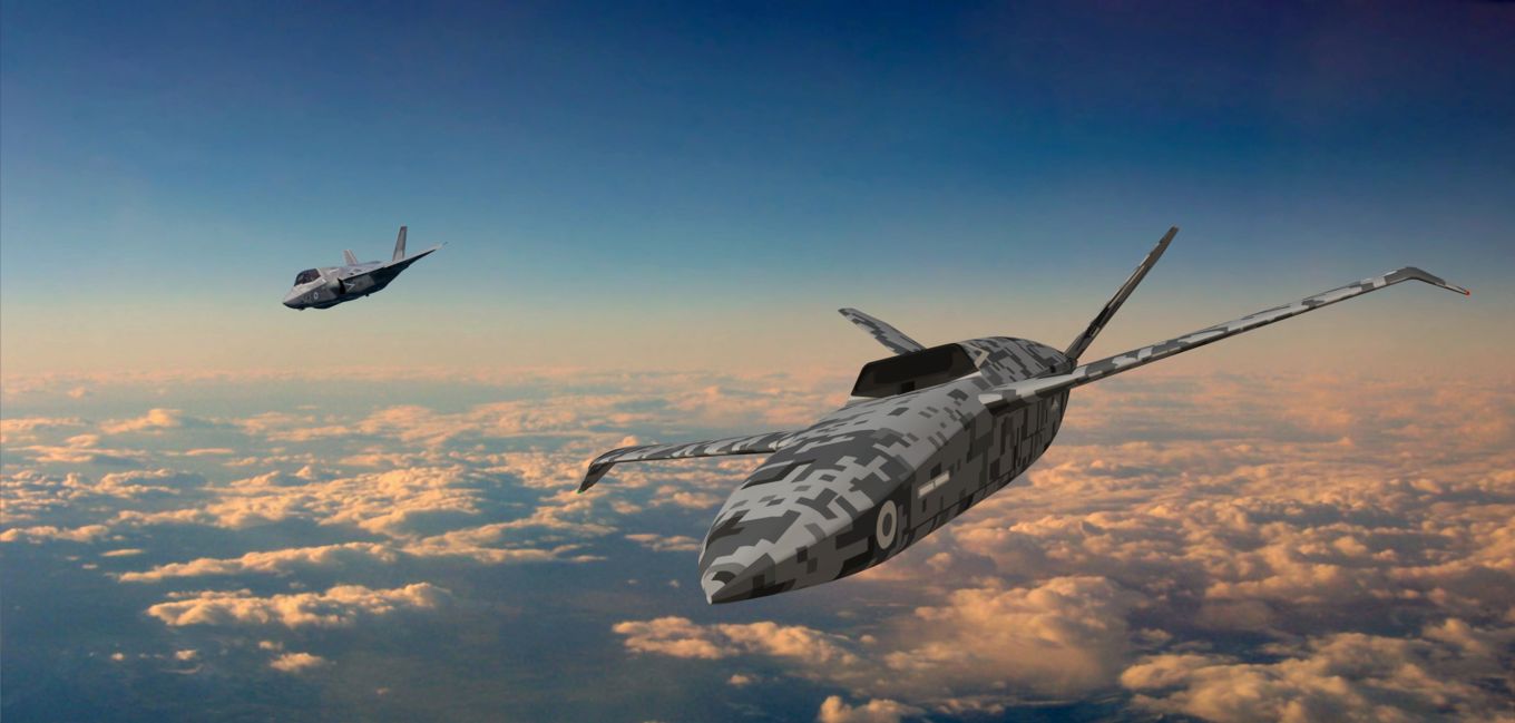 Image shows a concept image of future RAF uncrewed aircraft.