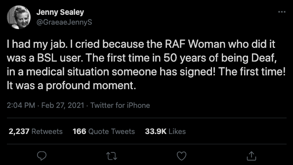Image shows a tweet from Jenny.