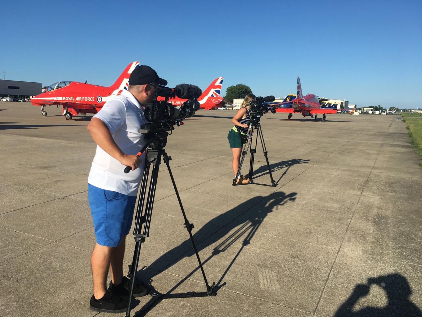 The documentary-makers on location with the Red Arrows.