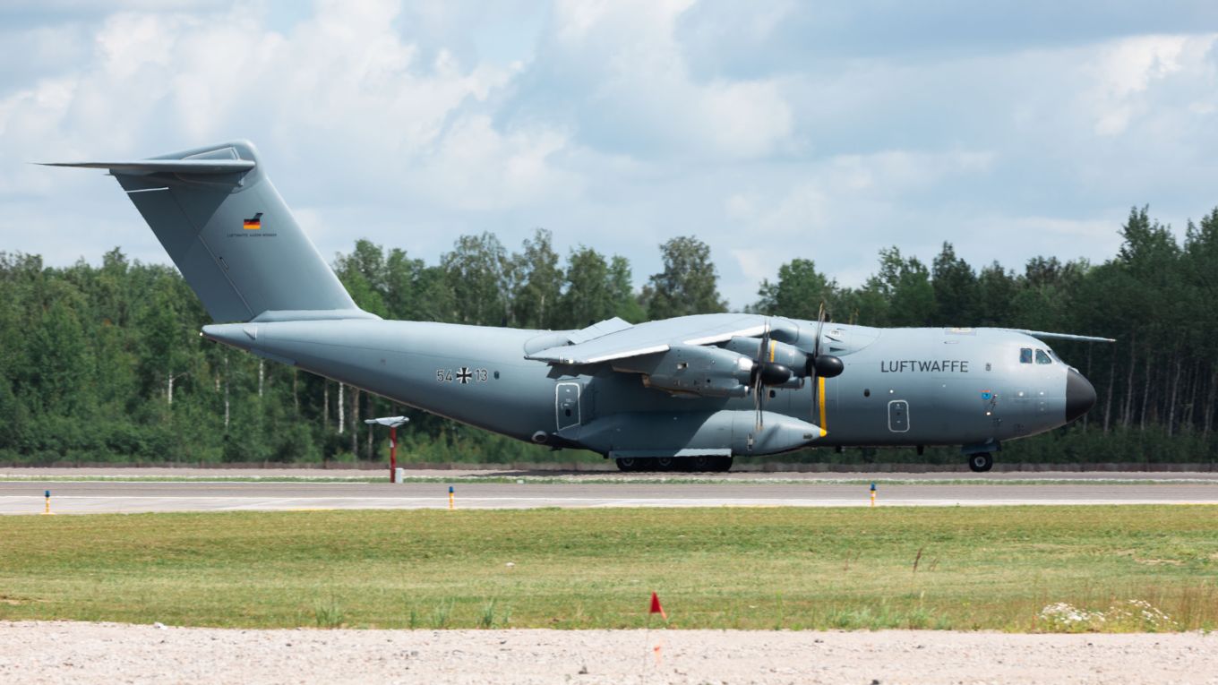 Image shows a German A400M aircraft