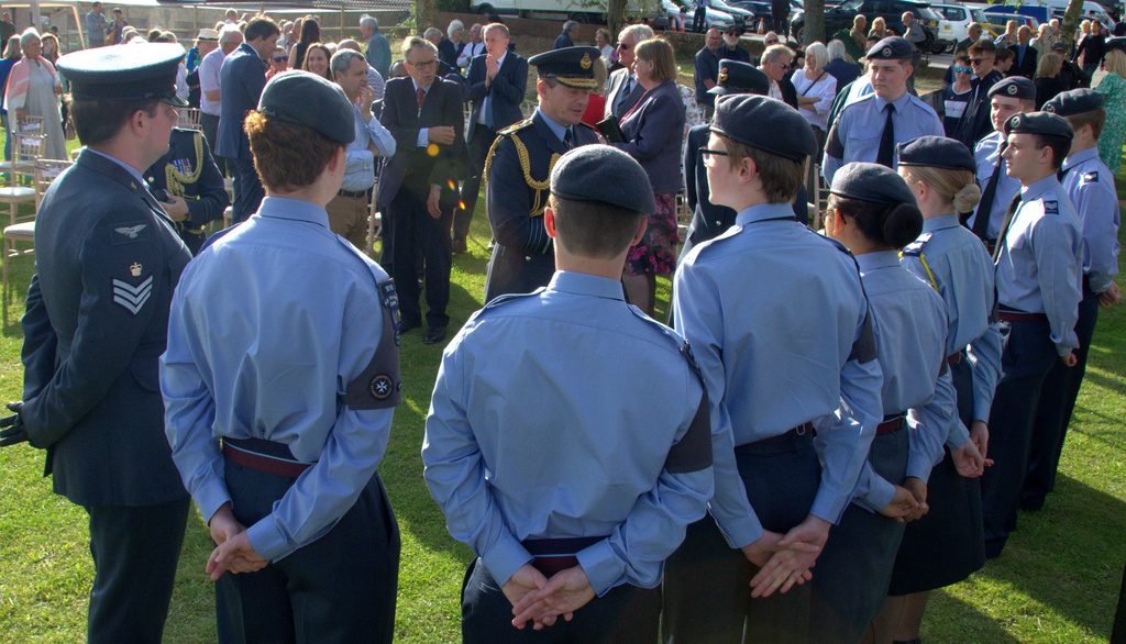 CAS and group of Salsibury Air Training Corps cadets. Other people stand in the background.