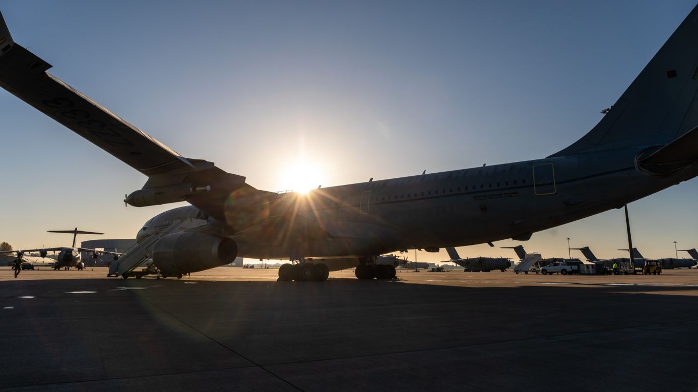 The Voyager prior to departing RAF Brize Norton, ahead of an air-to-air refuelling sortie