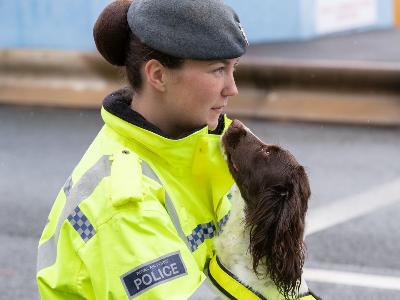 RAFP personnel with her explosives search dog.
