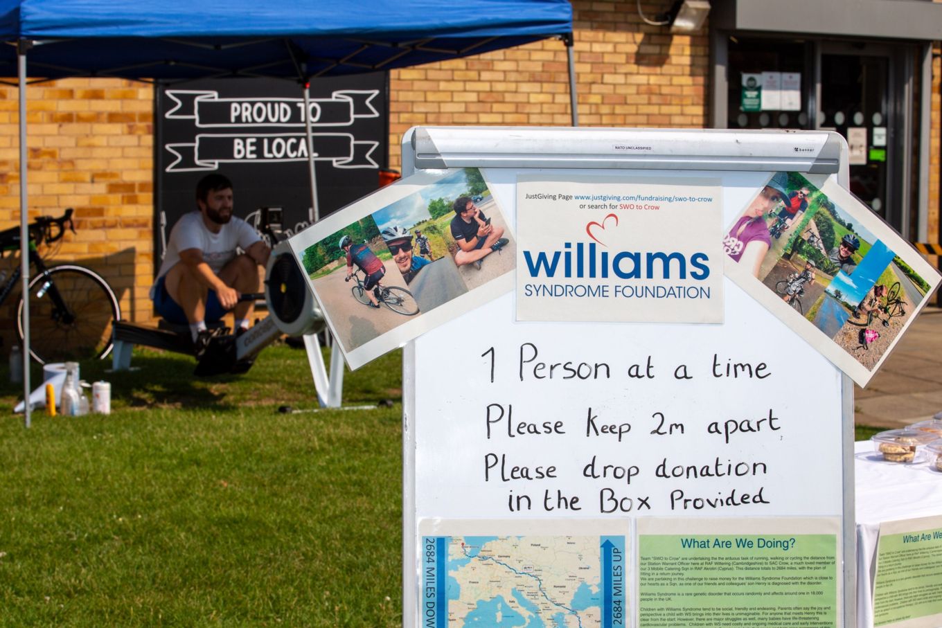 The fundraising stand set up outside the Wittering village shop on 24 Jun