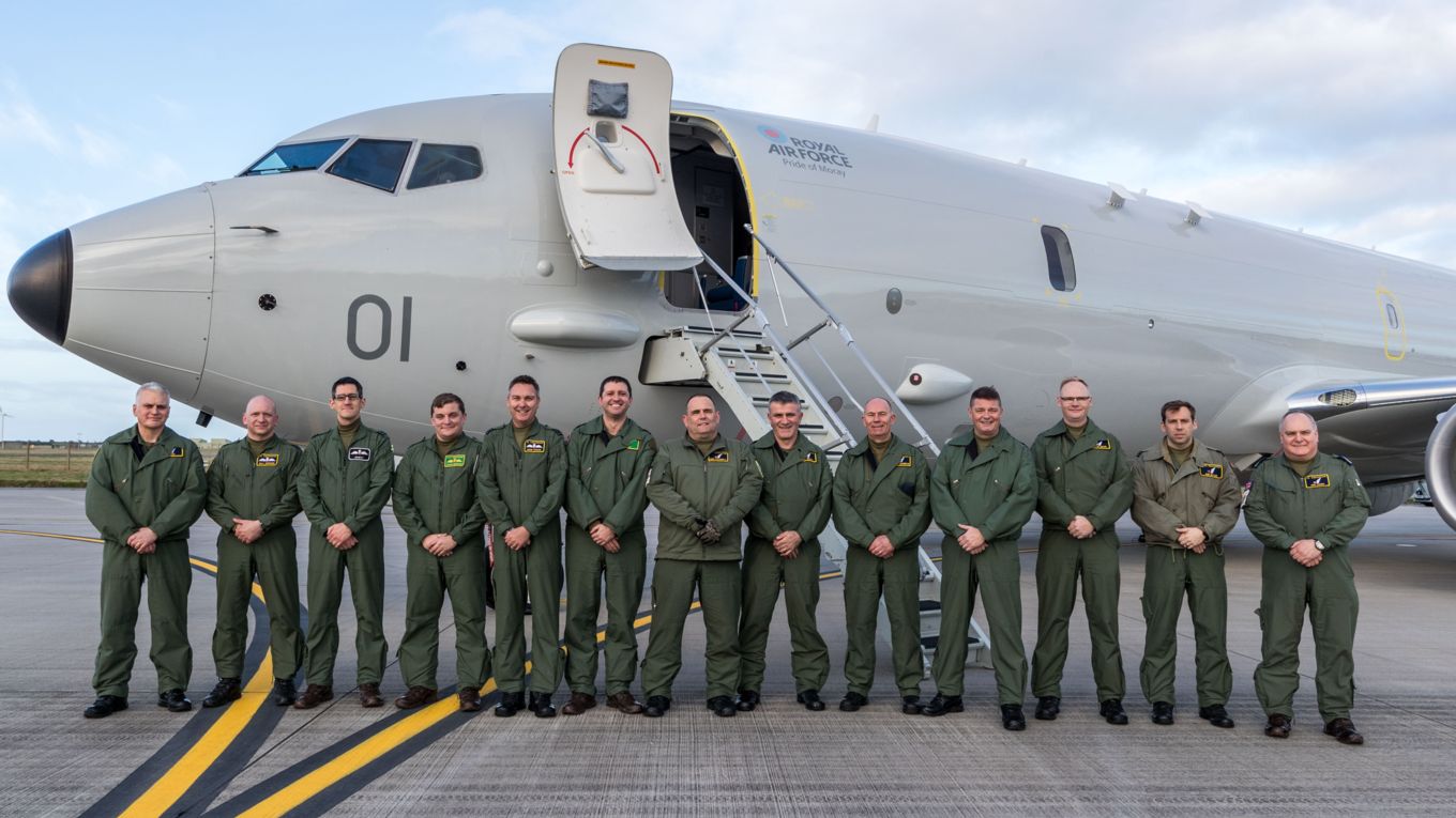The crew of CXX Squadron who flew the Pride of Moray on its first flight over the North Atlantic to the United Kingdom.