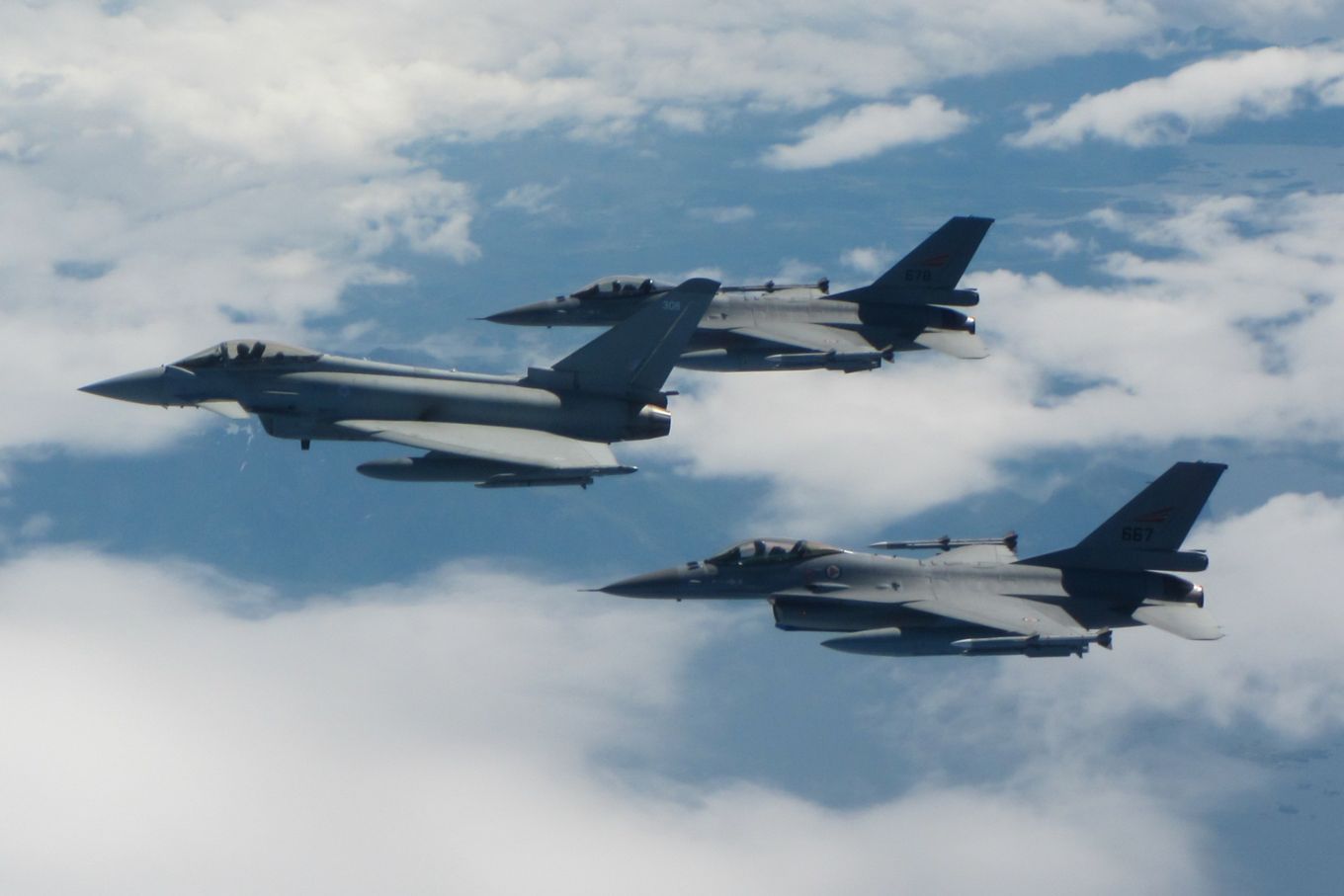 Three Typhoons flying.