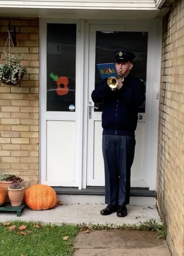 Trumpeter Playing Last Post outside his RAF married quarter