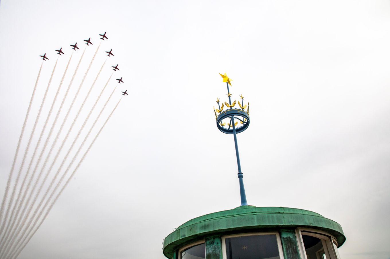 Red Arrows flying over the event at Runnymede