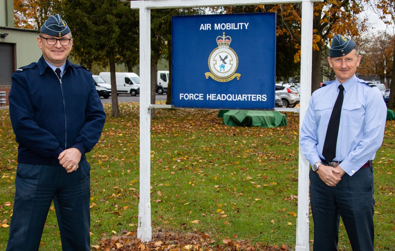 Air Commodore Domonic Stamp officially hands the role of Air Mobility Force Commander to Air Commodore David Manning