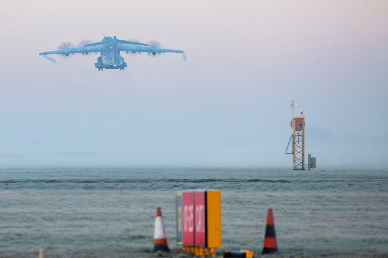 RAF A400M Atlas transport aircraft departing Gibralter