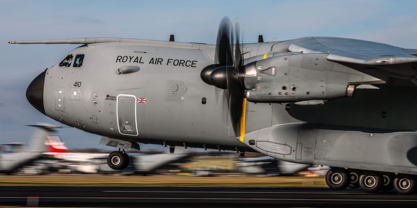 Pictured, an A400M Atlas which provided support to the deployment of 121 EAW.
