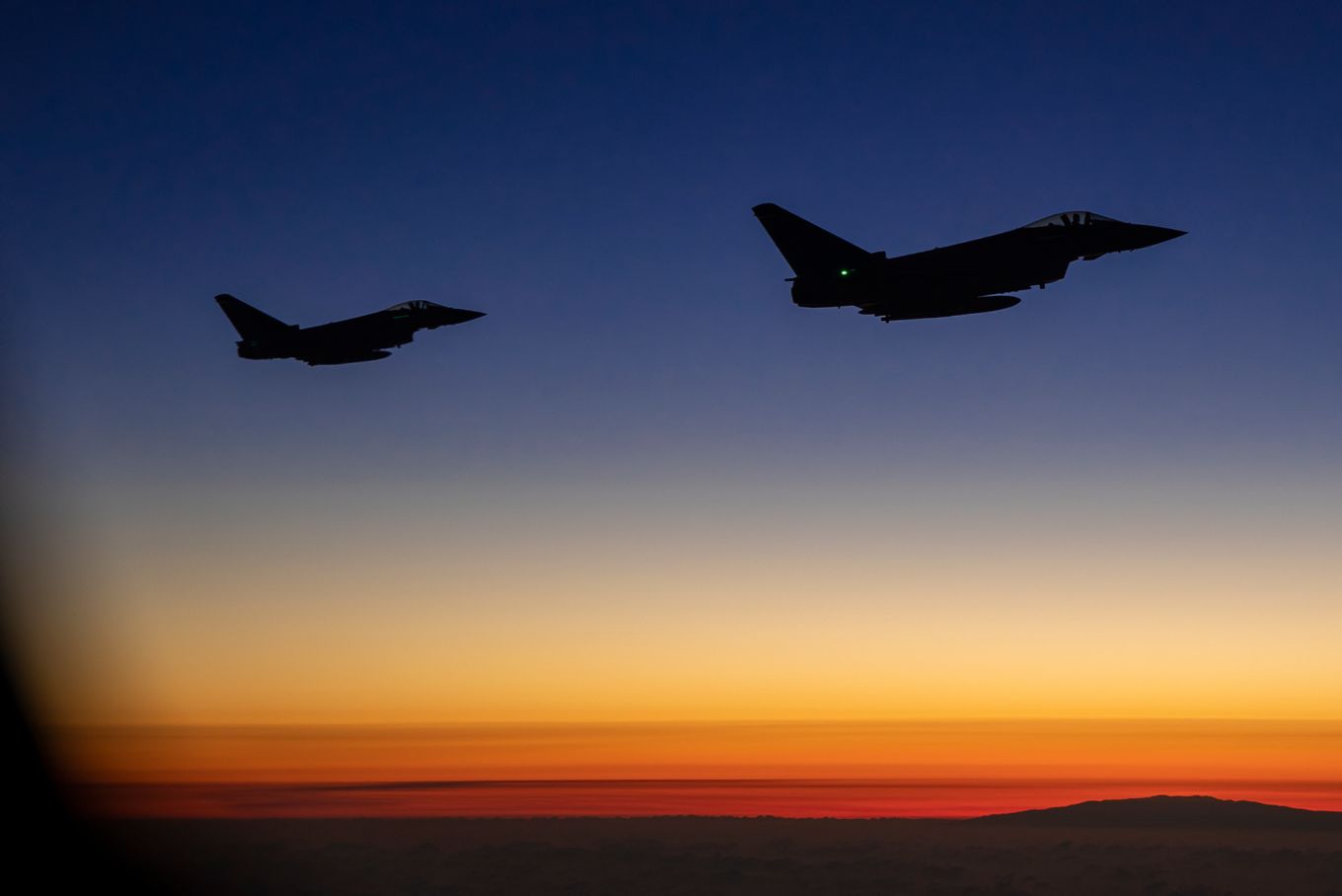 The C-130J Hercules was escorted by two Typhoons.