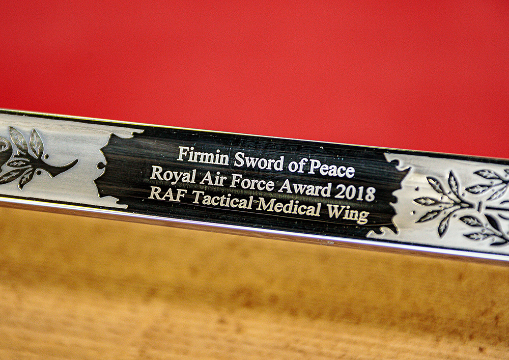 The Firmin Sword of Peace 2018 presented to Tactical Medical Wing