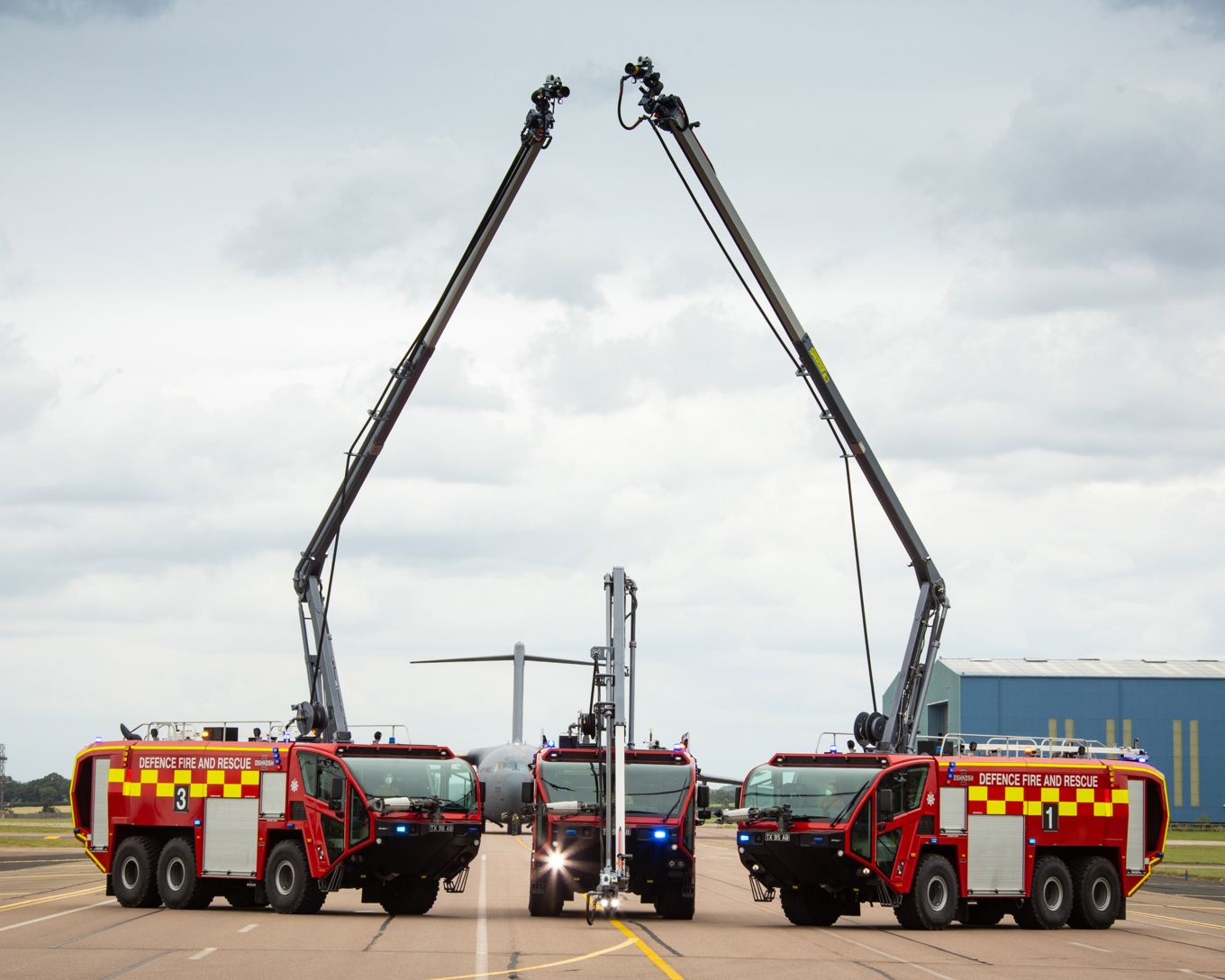 Pictured, three of the new vehicles, fitted with the latest firefighting equipment