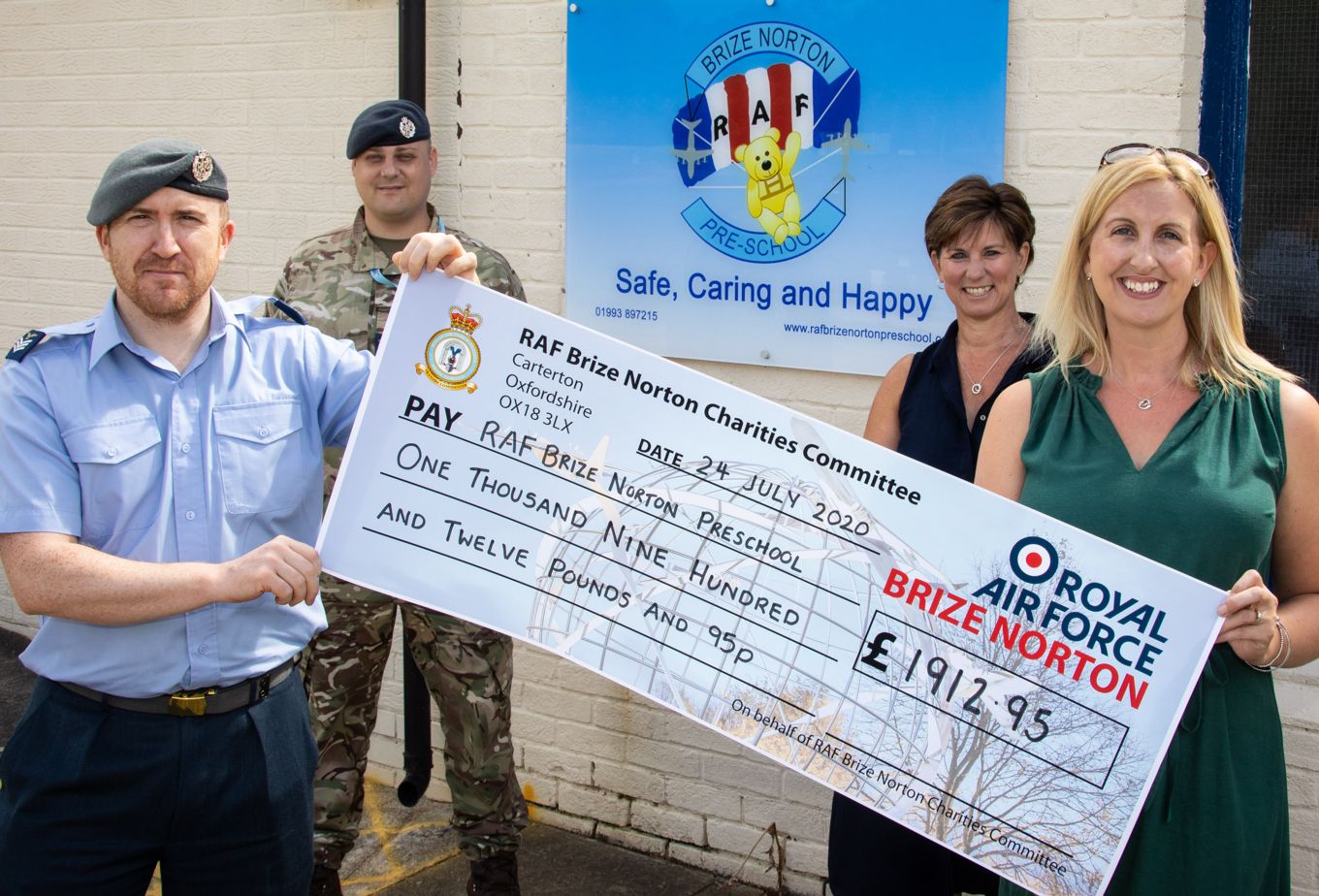 RAF Brize Norton Pre-School Accept Generous Donation of £1912.95 from the Station Charities Committee