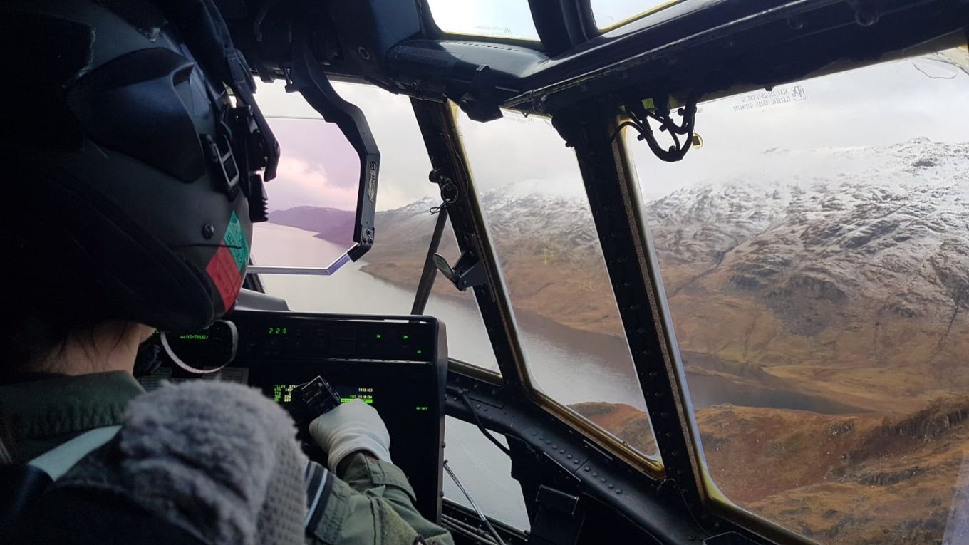 Pictured, a C-130J Hercules Pilot during one of the many flying serials on Exercise Brize Spirit