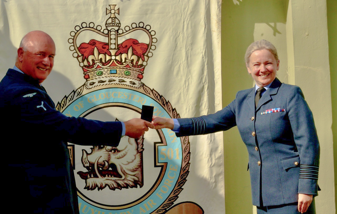 Senior Aircraftman Roly Mills receiving his 3rd Clasp to the Volunteer Reserve Service Medal